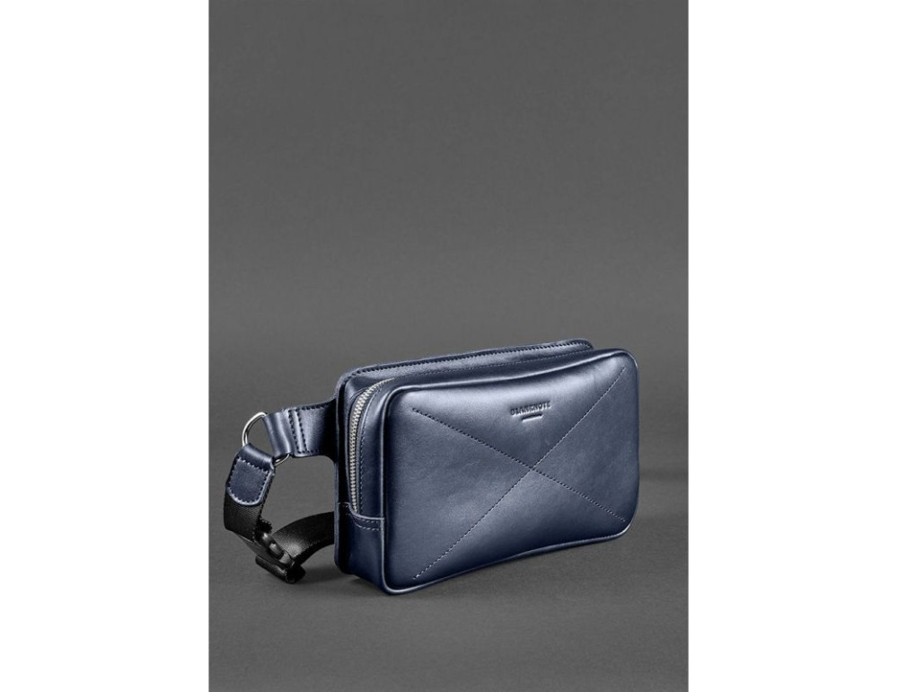 Темно-синя шкіряна сумка на пояс Blanknote BN-BAG-20-navy-blue - Фотографія № 3