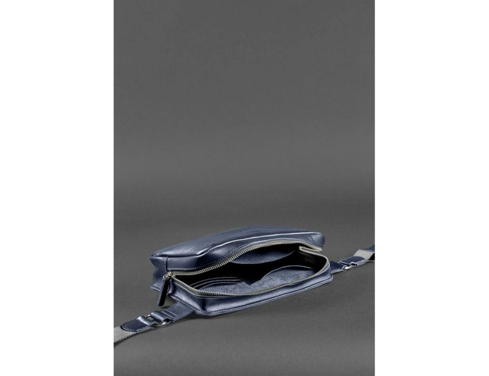 Темно-синя шкіряна сумка на пояс Blanknote BN-BAG-20-navy-blue - Фотографія № 7