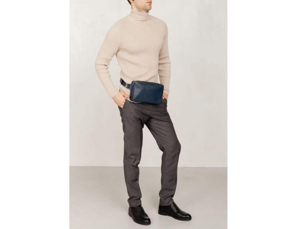 Темно-синя шкіряна сумка на пояс Blanknote BN-BAG-20-navy-blue - Фотографія № 8