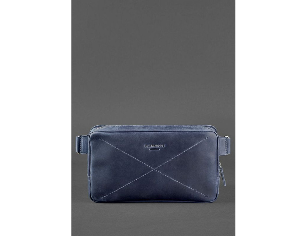 Синя шкіряна сумка на пояс Blancnote BN-BAG-20-NN - Фотографія № 2