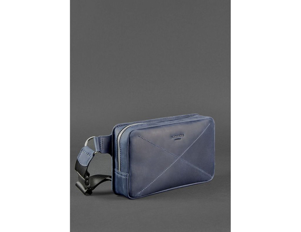 Синя шкіряна сумка на пояс Blancnote BN-BAG-20-NN - Фотографія № 3