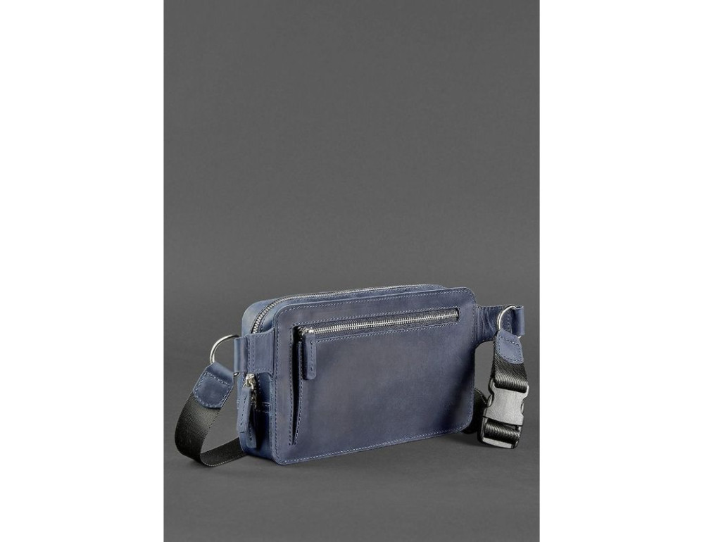 Синя шкіряна сумка на пояс Blancnote BN-BAG-20-NN - Фотографія № 5