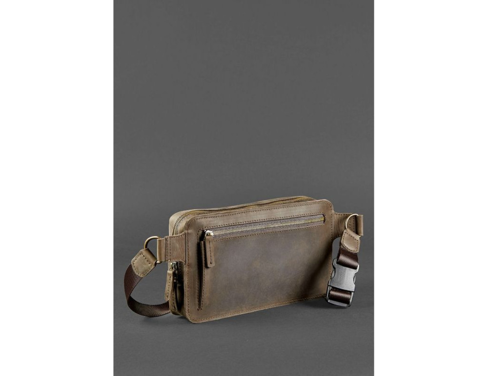 Темно-коричнева шкіряна сумка на пояс blanknote BN-BAG-20-O - Фотографія № 5
