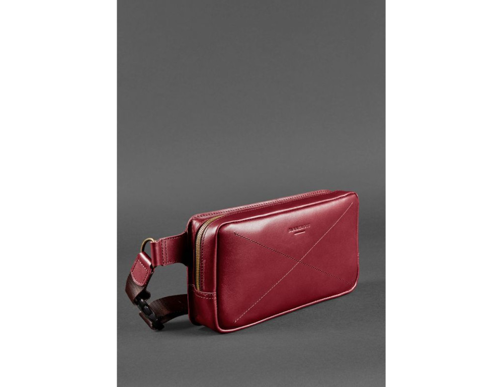 Бордова шкіряна сумка на пояс Blancnote BN-BAG-20-vin - Фотографія № 2