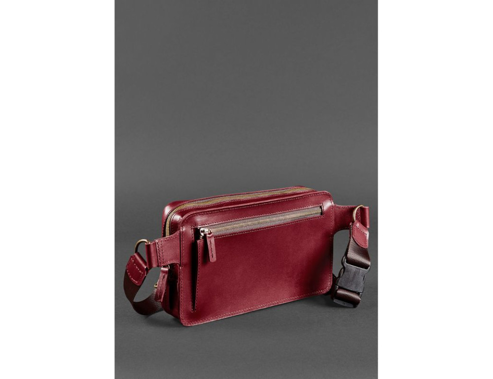 Бордова шкіряна сумка на пояс Blancnote BN-BAG-20-vin - Фотографія № 4