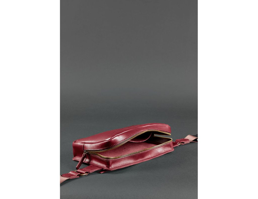 Бордова шкіряна сумка на пояс Blancnote BN-BAG-20-vin - Фотографія № 6