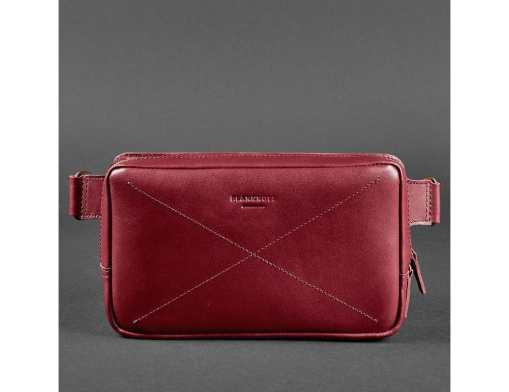 Бордова шкіряна сумка на пояс Blancnote BN-BAG-20-vin - Фотографія № 7