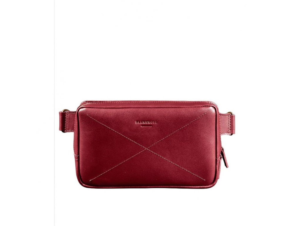 Бордова шкіряна сумка на пояс Blancnote BN-BAG-20-vin - Фотографія № 8