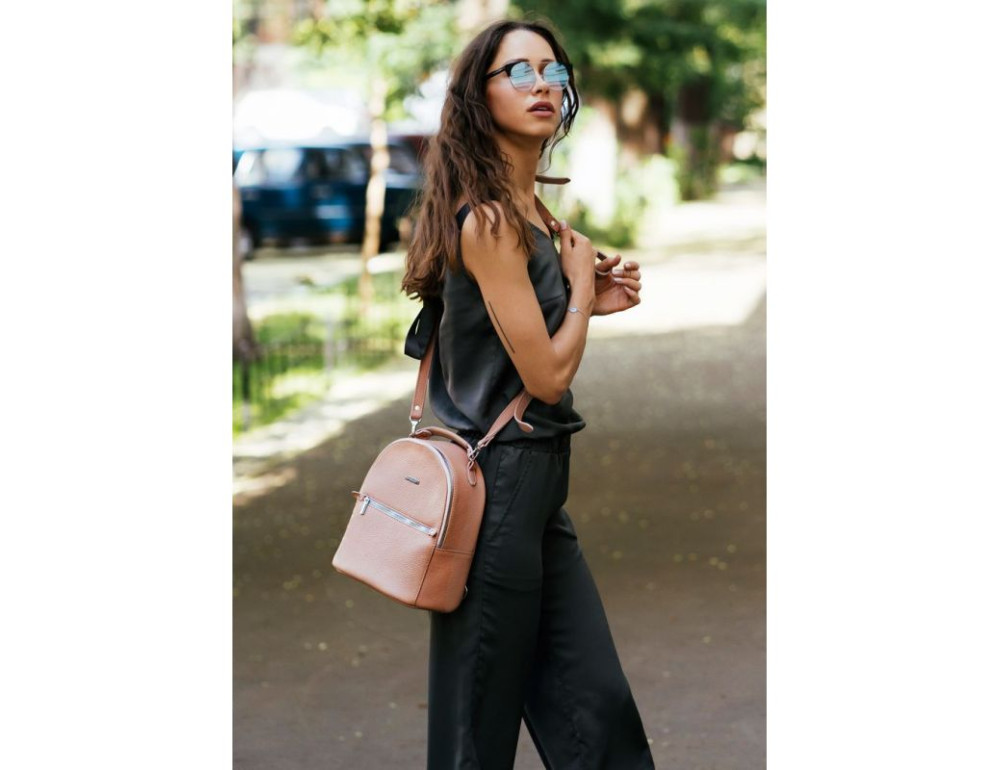 Жіноча шкіряна міні-рюкзак Kylie BN-BAG-22-barbi пудра - Фотографія № 8
