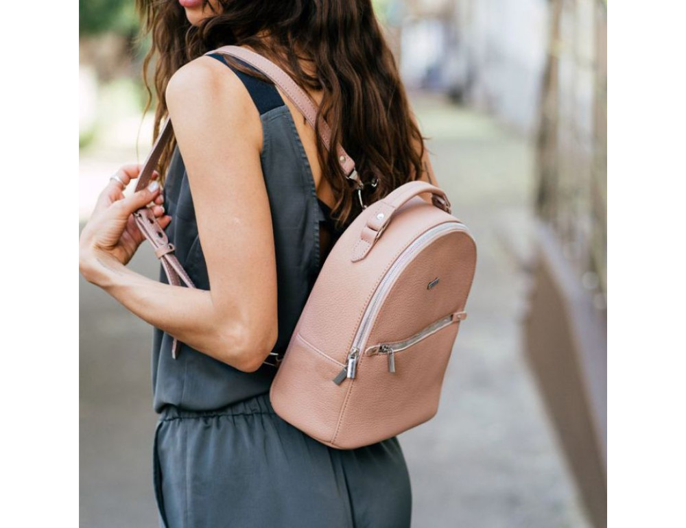 Жіноча шкіряна міні-рюкзак Kylie BN-BAG-22-barbi пудра - Фотографія № 9
