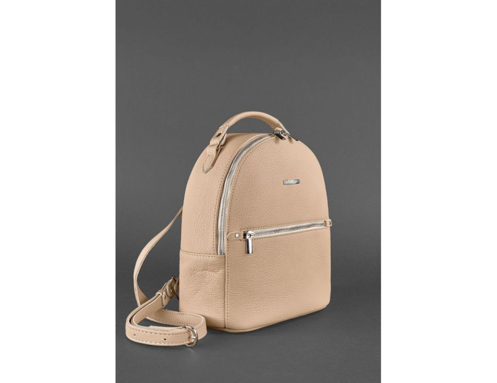 Жіноча шкіряна міні-сумка-рюкзак Kylie BN-BAG-22-crem-brule бежевий - Фотографія № 3