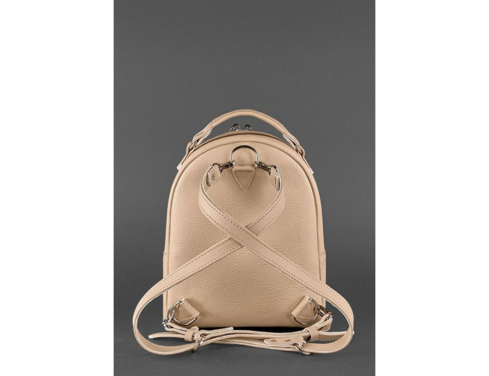 Жіноча шкіряна міні-сумка-рюкзак Kylie BN-BAG-22-crem-brule бежевий - Фотографія № 4