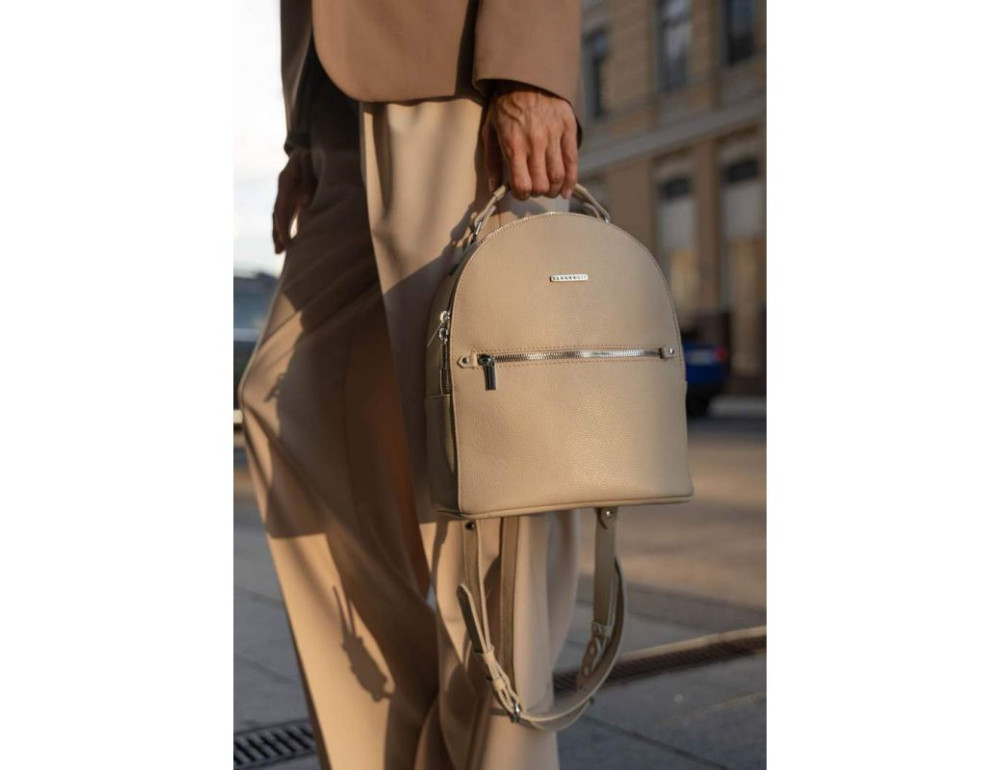 Жіноча шкіряна міні-сумка-рюкзак Kylie BN-BAG-22-crem-brule бежевий - Фотографія № 6