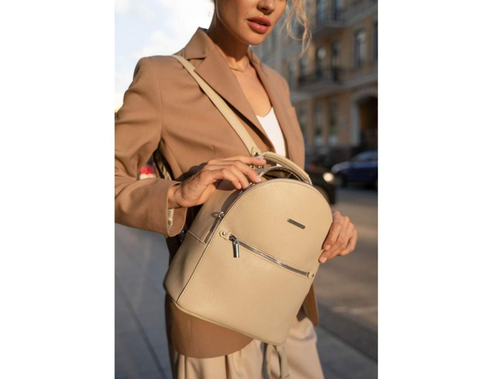 Жіноча шкіряна міні-сумка-рюкзак Kylie BN-BAG-22-crem-brule бежевий - Фотографія № 7