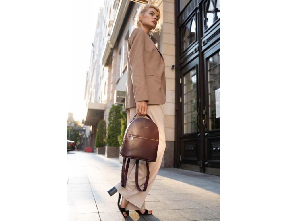 Жіноча шкіряна міні-сумка-рюкзак Kylie BN-BAG-22-marsala Марсала - Фотографія № 6