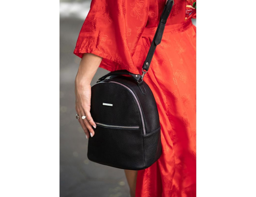 Жіночий шкіряна міні-сумка-рюкзак Kylie BN-BAG-22-onyx чорний - Фотографія № 7