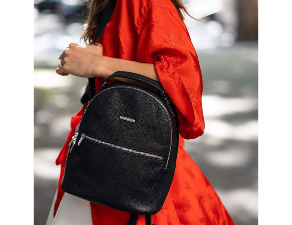 Жіночий шкіряна міні-сумка-рюкзак Kylie BN-BAG-22-onyx чорний - Фотографія № 9