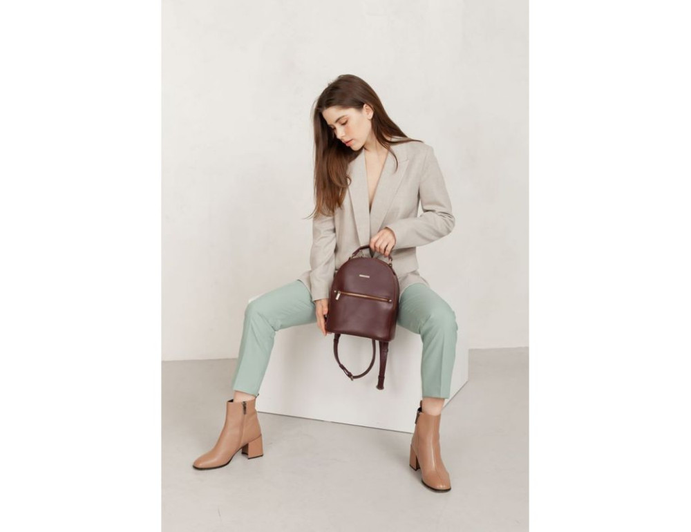 Шкіряний жіночий міні-рюкзак Kylie Бордовий Blanknote BN-BAG-22-vin - Фотографія № 7