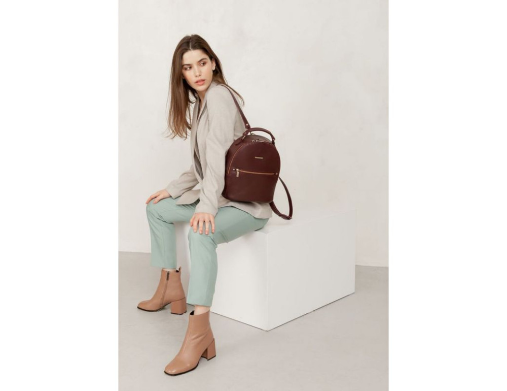 Шкіряний жіночий міні-рюкзак Kylie Бордовий Blanknote BN-BAG-22-vin - Фотографія № 8