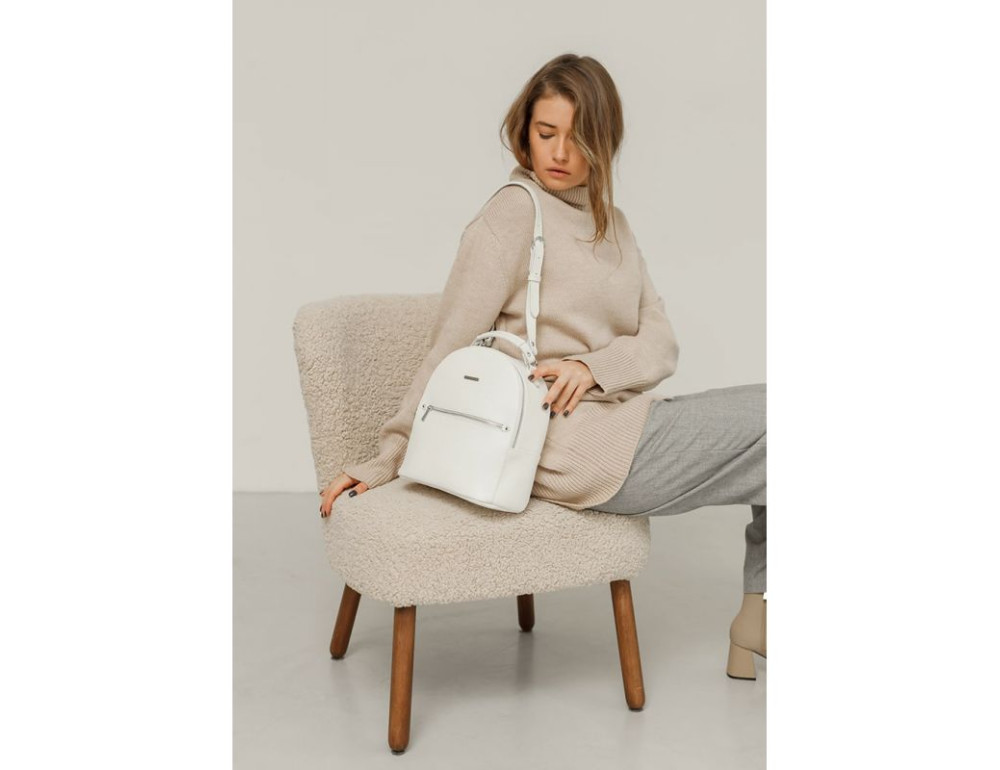 Женский белый рюкзак из натуральной кожи Kylie Blanknote BN-BAG-22-white - Фото № 6
