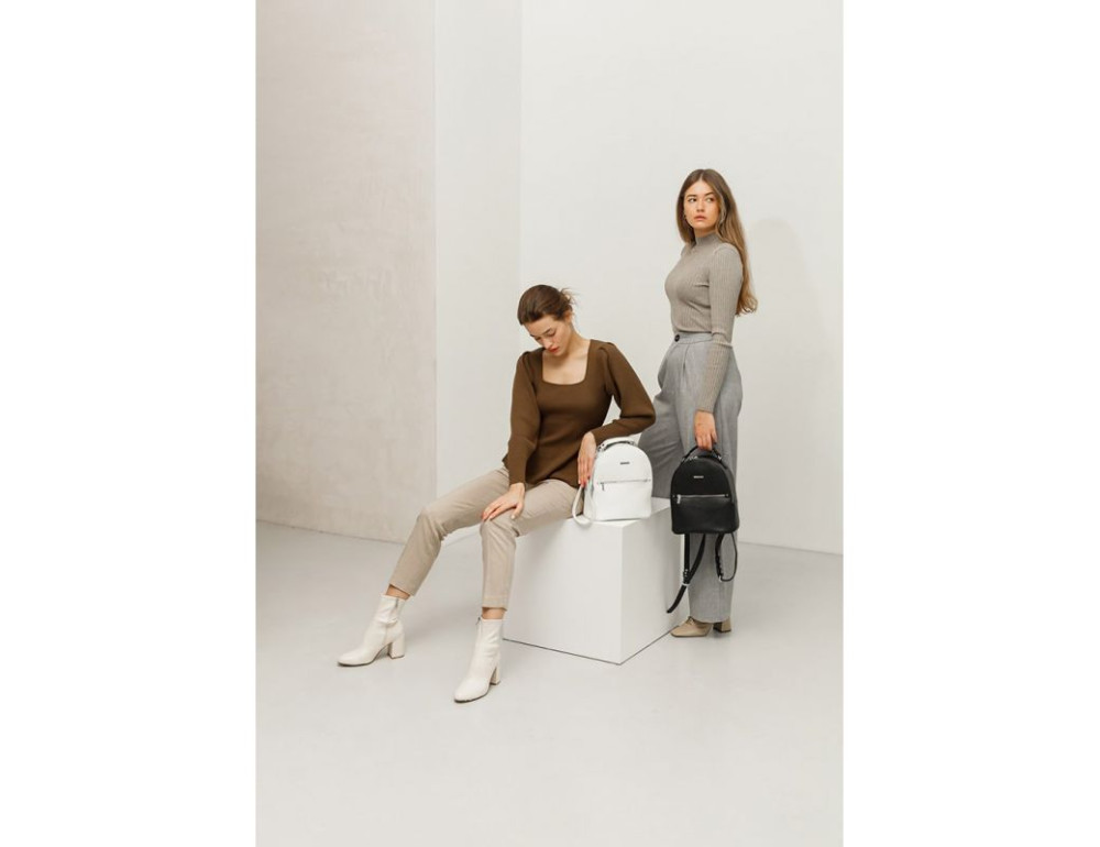 Женский белый рюкзак из натуральной кожи Kylie Blanknote BN-BAG-22-white - Фото № 7