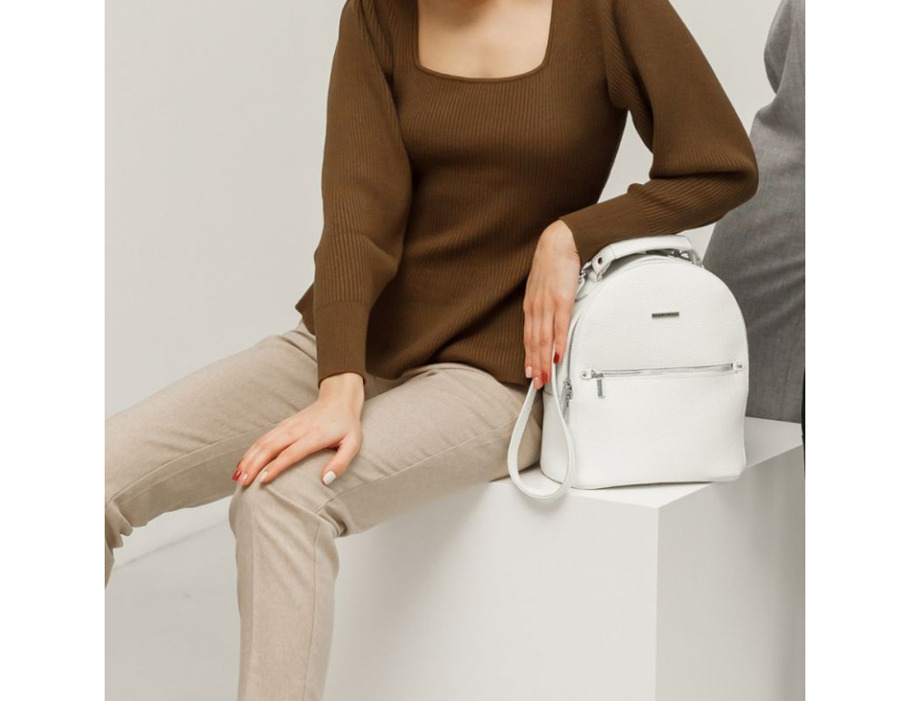 Женский белый рюкзак из натуральной кожи Kylie Blanknote BN-BAG-22-white - Фото № 9