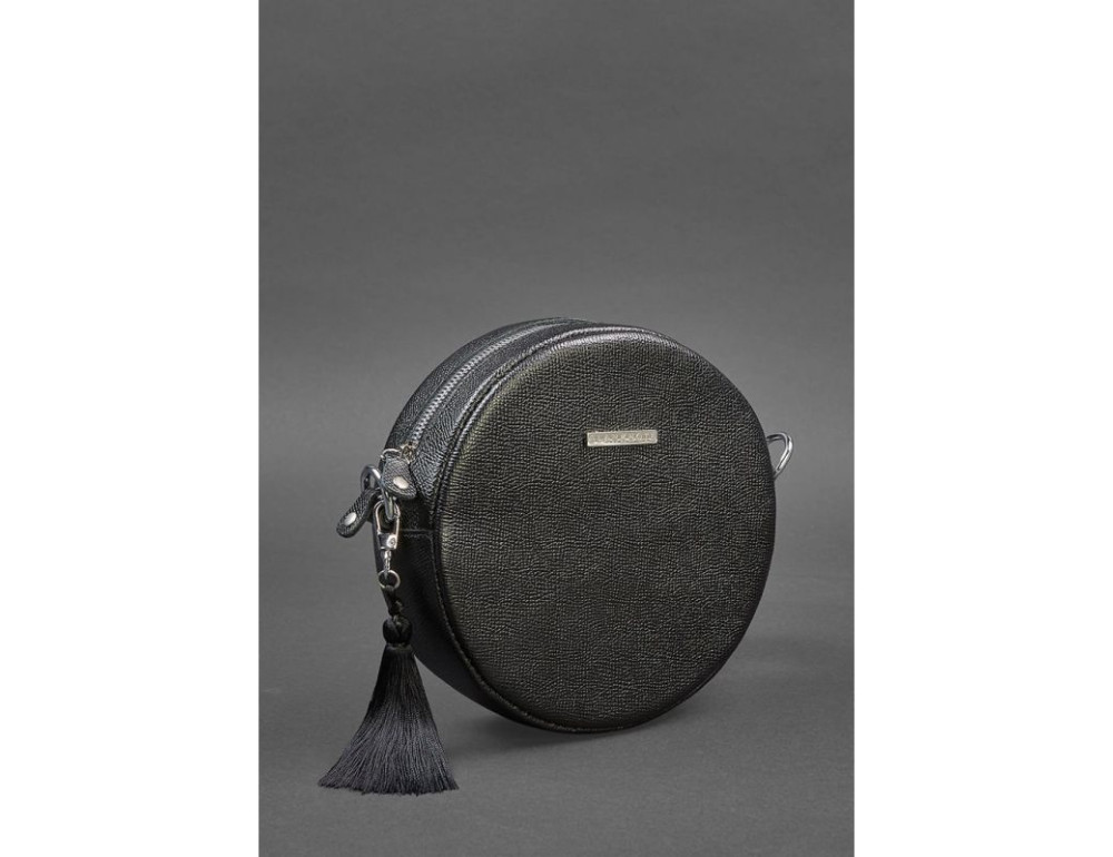 Кругла жіноча шкіряна сумочка Tablet чорна blanknote BN-BAG-23-bw - Фотографія № 2