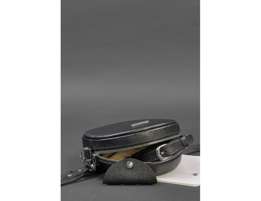 Кругла жіноча шкіряна сумочка Tablet чорна blanknote BN-BAG-23-bw - Фотографія № 4