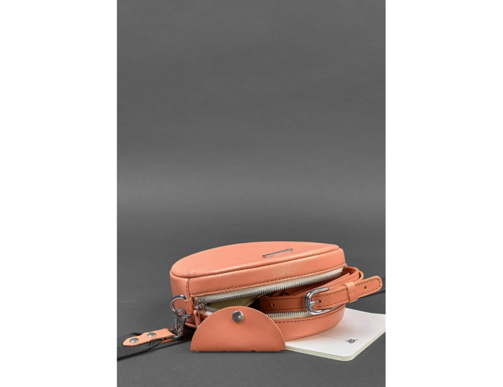 Круглая кожаная женская сумочка Tablet коралловая blanknote BN-BAG-23-living-coral - Фото № 4