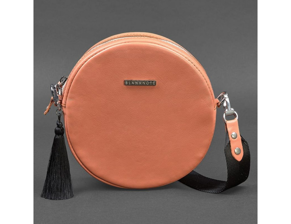 Круглая кожаная женская сумочка Tablet коралловая blanknote BN-BAG-23-living-coral - Фото № 5