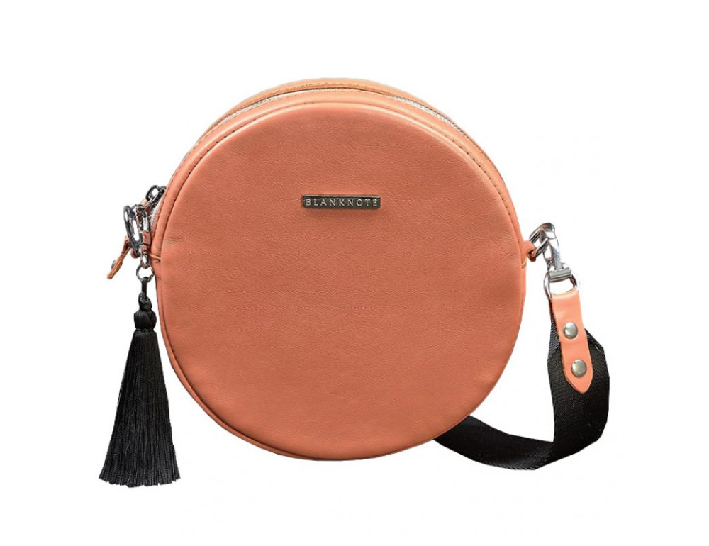 Круглая кожаная женская сумочка Tablet коралловая blanknote BN-BAG-23-living-coral - Фото № 6