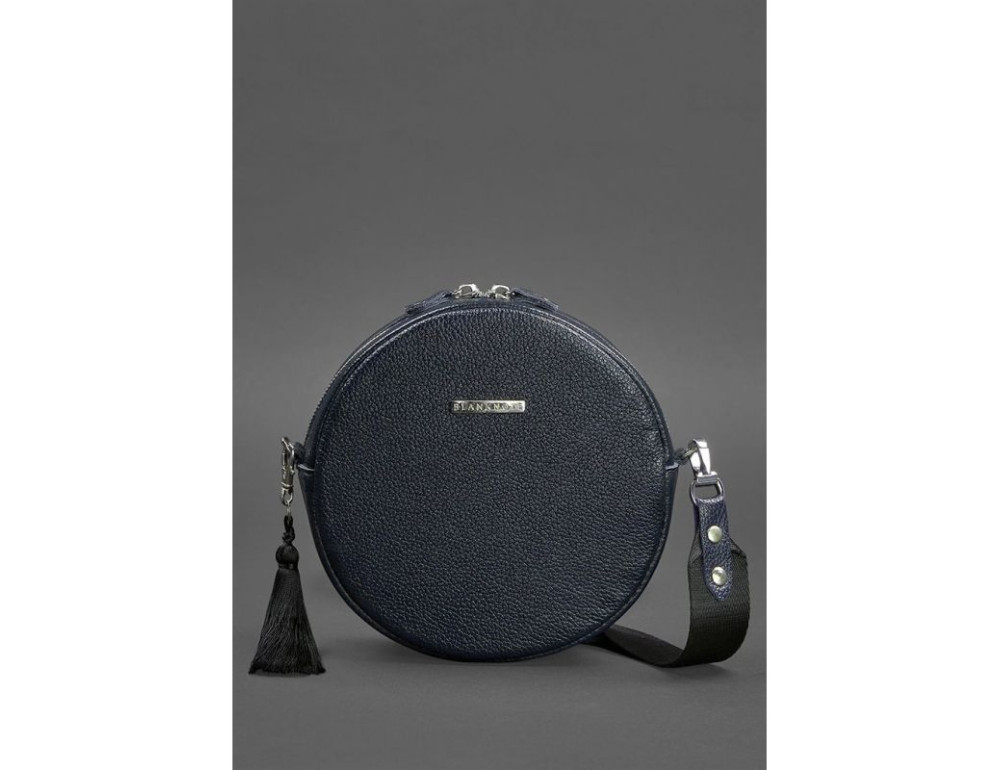 Кругла жіноча шкіряна сумочка Tablet темно-синя blanknote BN-BAG-23-navy - Фотографія № 2