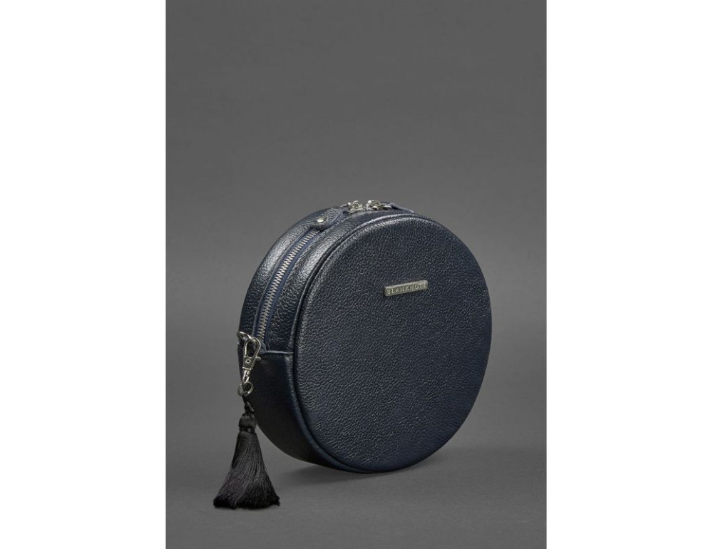 Кругла жіноча шкіряна сумочка Tablet темно-синя blanknote BN-BAG-23-navy - Фотографія № 3