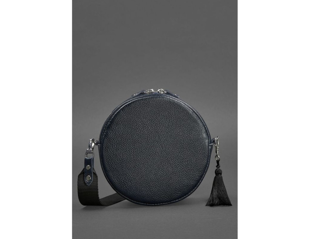 Кругла жіноча шкіряна сумочка Tablet темно-синя blanknote BN-BAG-23-navy - Фотографія № 4