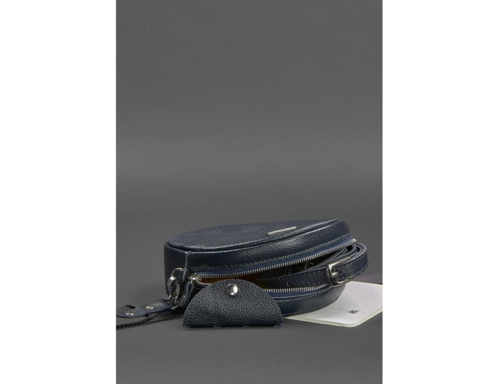 Кругла жіноча шкіряна сумочка Tablet темно-синя blanknote BN-BAG-23-navy - Фотографія № 5