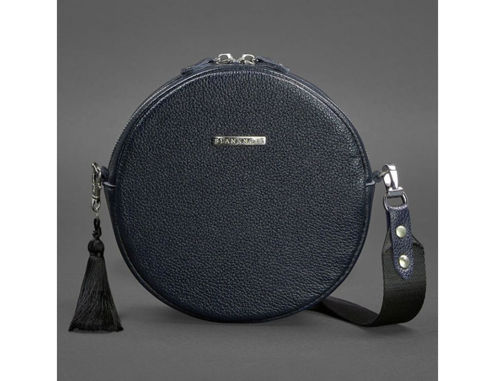 Кругла жіноча шкіряна сумочка Tablet темно-синя blanknote BN-BAG-23-navy - Фотографія № 7