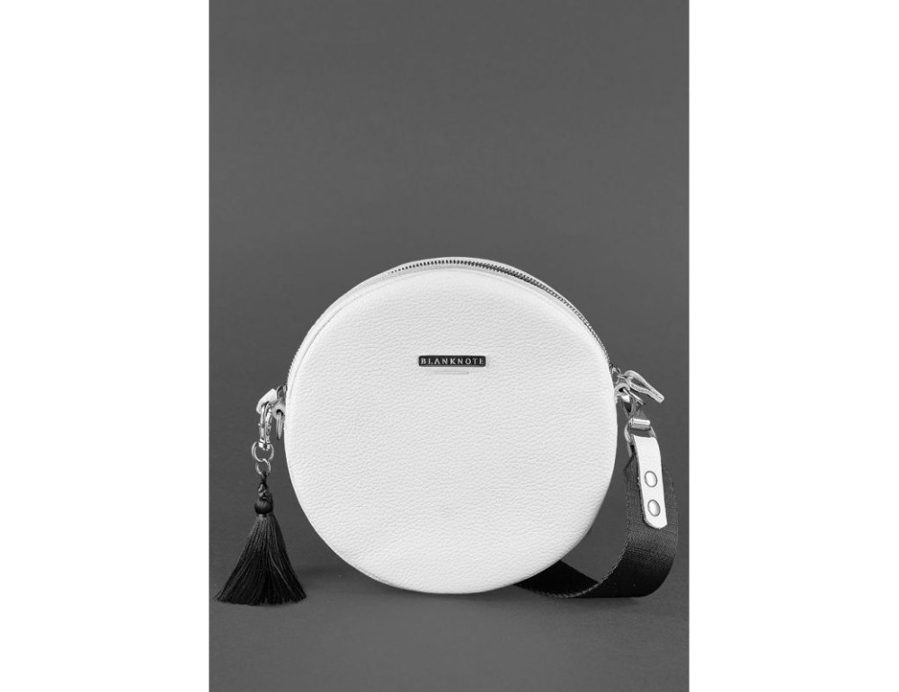 Кругла жіноча шкіряна сумочка Tablet біла blanknote BN-BAG-23-white - Фотографія № 2