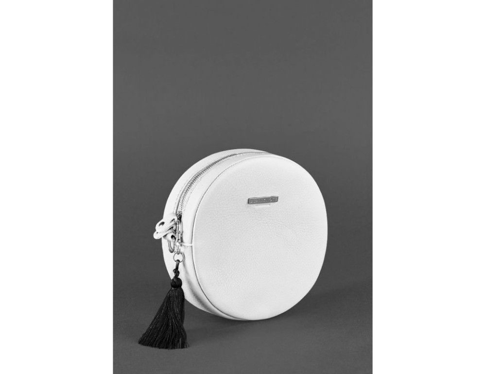 Кругла жіноча шкіряна сумочка Tablet біла blanknote BN-BAG-23-white - Фотографія № 3