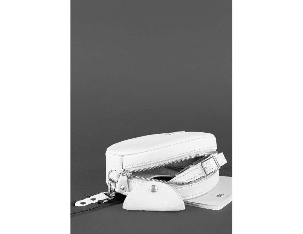 Кругла жіноча шкіряна сумочка Tablet біла blanknote BN-BAG-23-white - Фотографія № 4