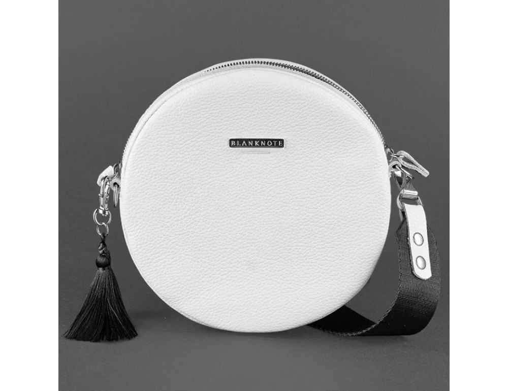 Кругла жіноча шкіряна сумочка Tablet біла blanknote BN-BAG-23-white - Фотографія № 8