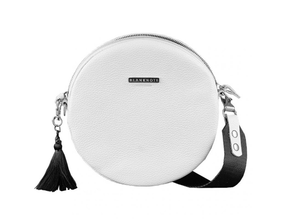 Кругла жіноча шкіряна сумочка Tablet біла blanknote BN-BAG-23-white - Фотографія № 9