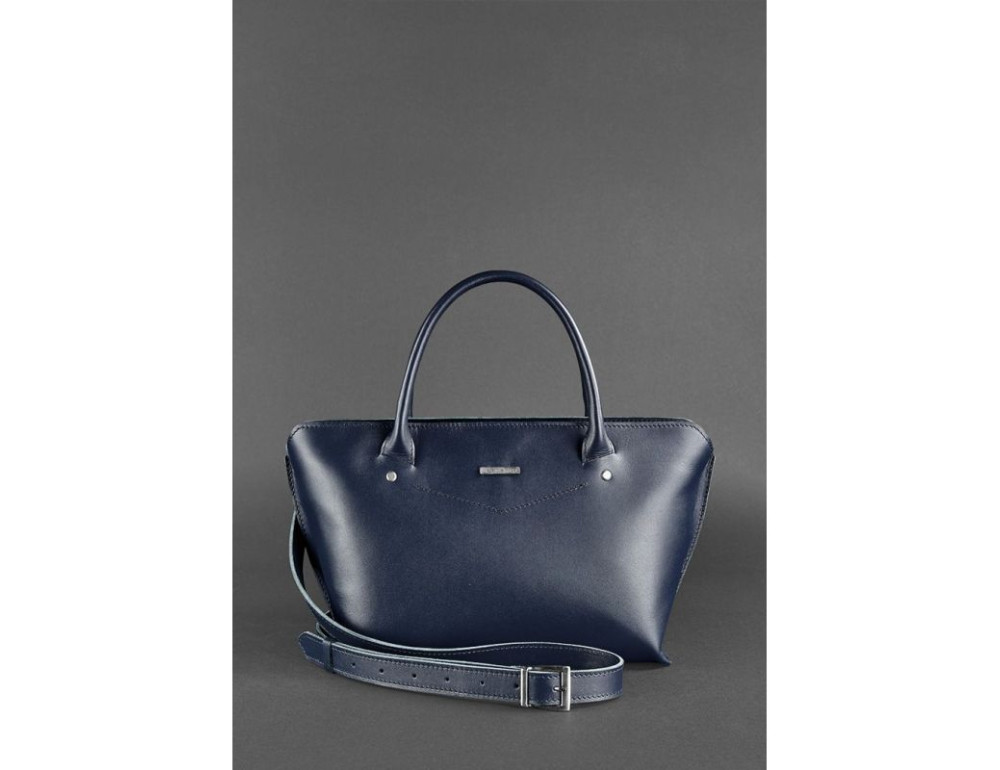 Шкіряна жіноча сумка Blanknote BN-BAG-24-navy-blue темно-синій - Фотографія № 4