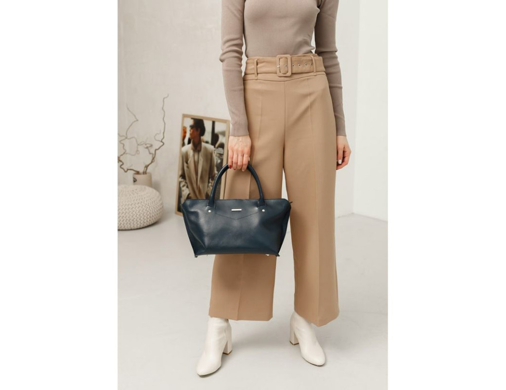 Шкіряна жіноча сумка Blanknote BN-BAG-24-navy-blue темно-синій - Фотографія № 8