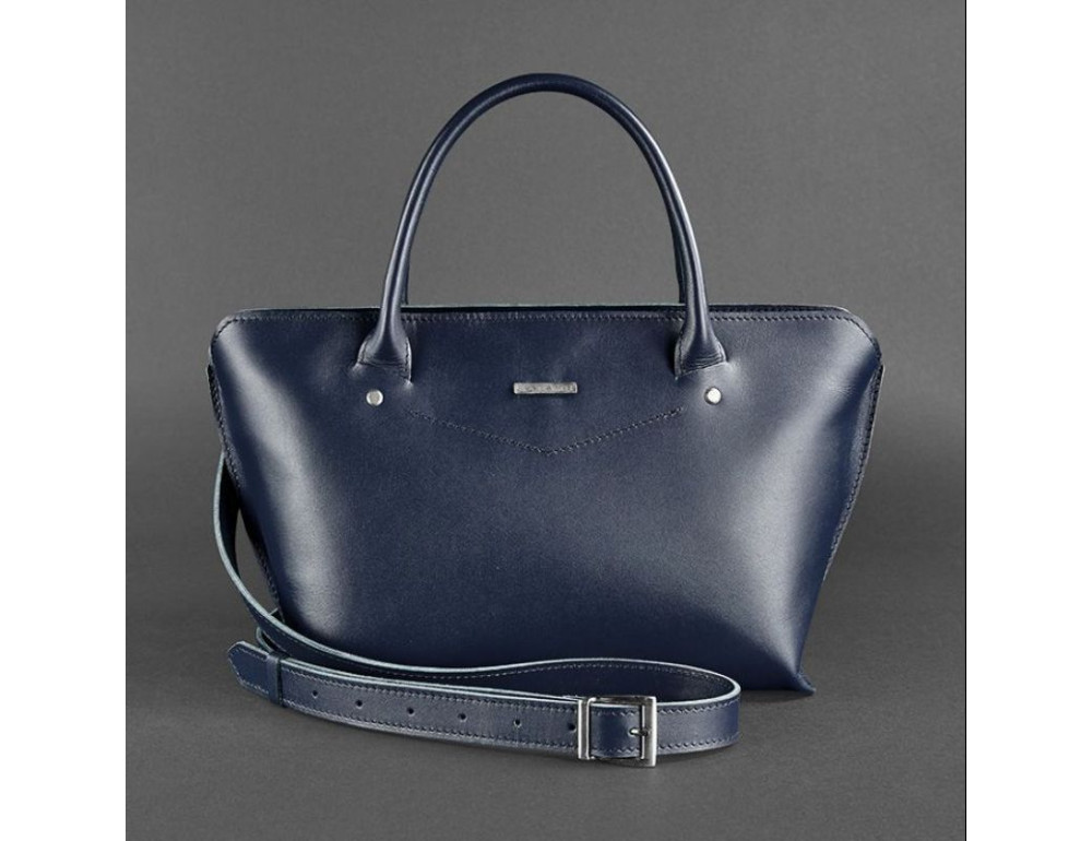 Шкіряна жіноча сумка Blanknote BN-BAG-24-navy-blue темно-синій - Фотографія № 9