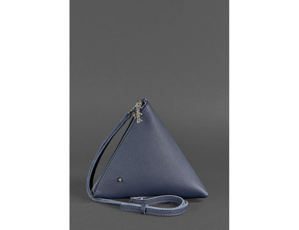 Шкіряна сумка-косметичка жіноча Піраміда синя Blanknote BN-BAG-25-blue - Фотографія № 2