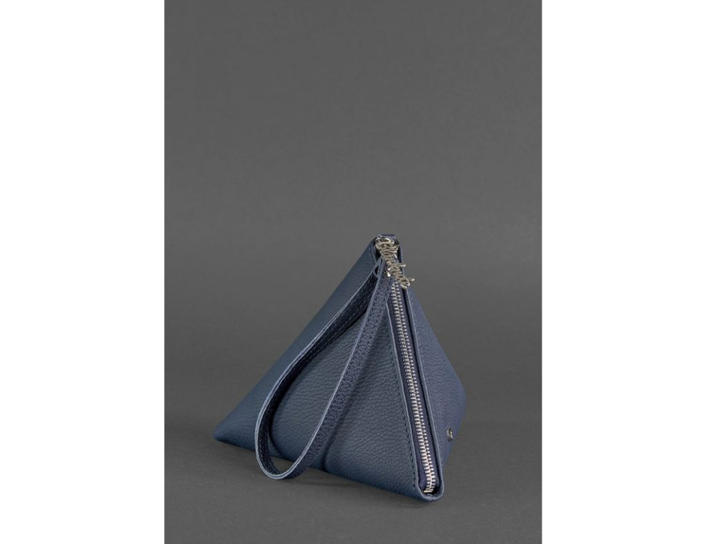 Шкіряна сумка-косметичка жіноча Піраміда синя Blanknote BN-BAG-25-blue - Фотографія № 3