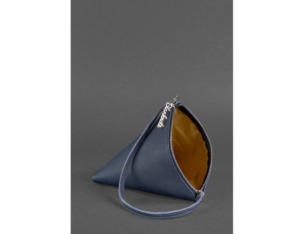 Шкіряна сумка-косметичка жіноча Піраміда синя Blanknote BN-BAG-25-blue - Фотографія № 4