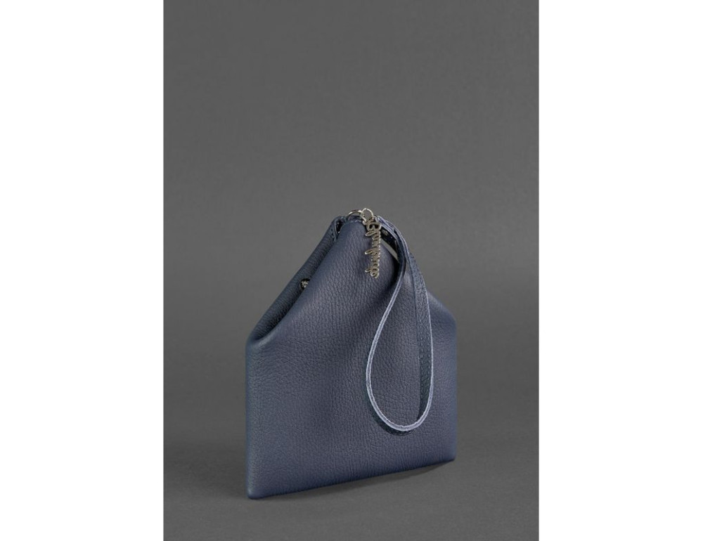 Шкіряна сумка-косметичка жіноча Піраміда синя Blanknote BN-BAG-25-blue - Фотографія № 5