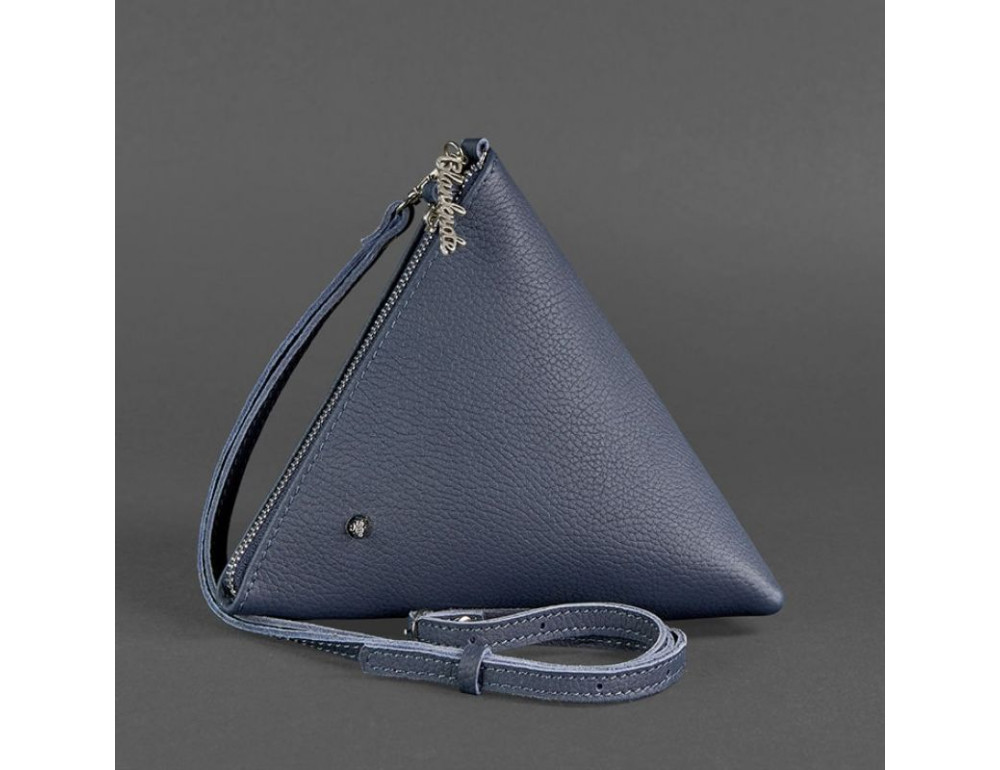 Шкіряна сумка-косметичка жіноча Піраміда синя Blanknote BN-BAG-25-blue - Фотографія № 9