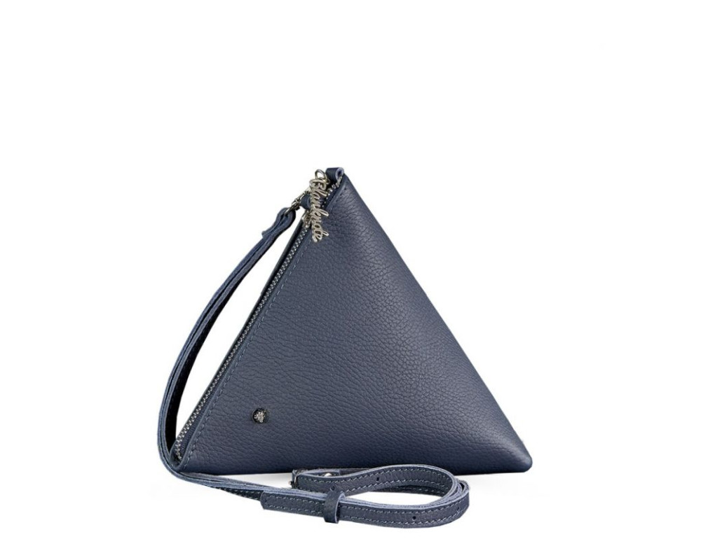 Шкіряна сумка-косметичка жіноча Піраміда синя Blanknote BN-BAG-25-blue - Фотографія № 10